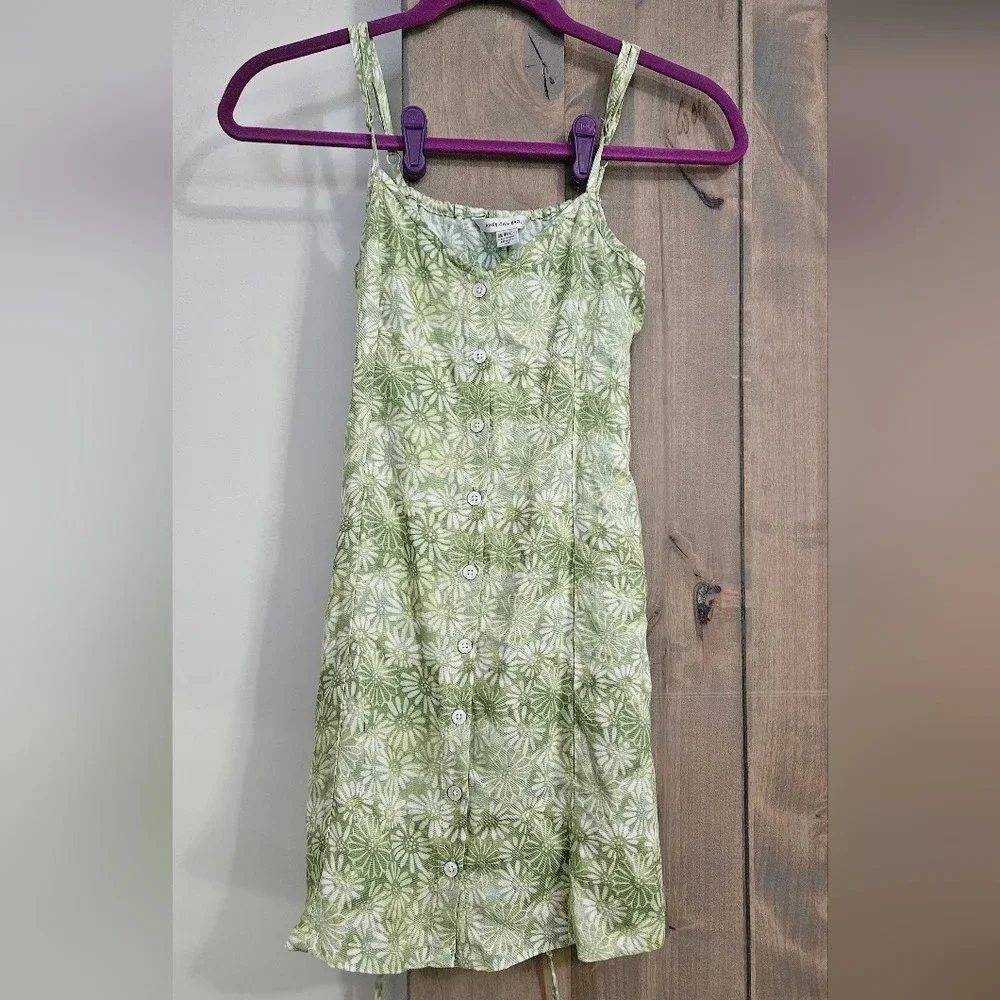 AMERICAN EAGLE Floral Button-Front V-Neck Mini Dress. Green. XS. NWT - Picture 6 of 13